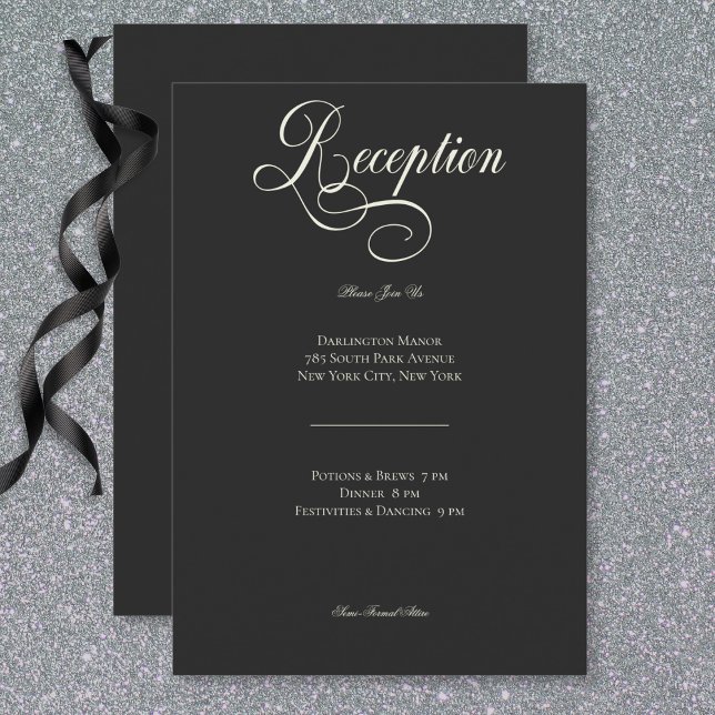 Dark Moody Viktorianisch Moon & Sun Hochzeitempfan Begleitkarte (Dark Moody Victorian Moon & Sun Wedding Reception Enclosure Card)