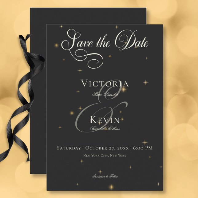 Dark Moody Viktorianisch Stars Hochzeit Save The Date (Dark Moody Victorian Stars Wedding Save The Date Card)