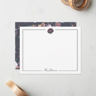 Dark Moody Vintag Floral Personalisiert Stationery Mitteilungskarte