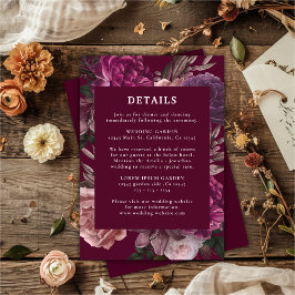 Dark Moody Winter Burgundy & Maroon Floral Wedding Begleitkarte