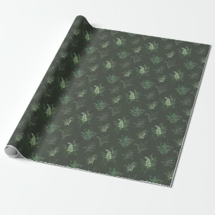 Dark Moody Woodland Grüne Pflanze Geschenk Geschenkpapier