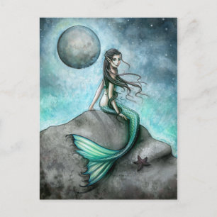 Dark Moon Meramid Fantasy Art Postcard Postkarte