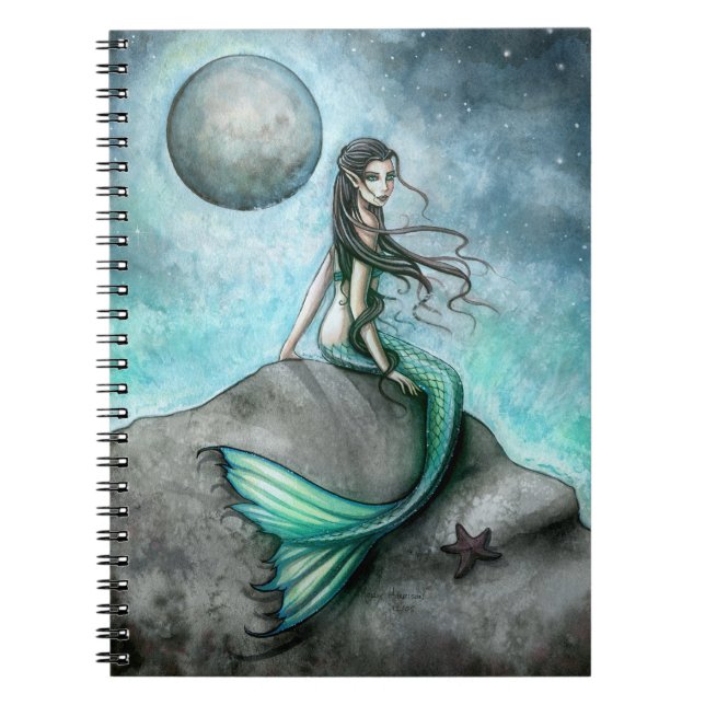 Dark Moon Mermaid Fantasy Art Notebook Notizblock (Vorderseite)