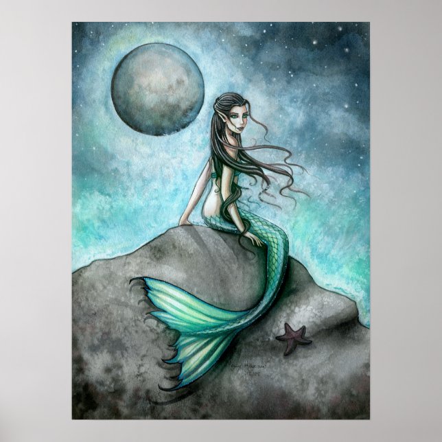 Dark Moon Mermaid Fantasy Art Poster (Vorne)