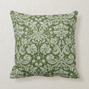 Dark Moss Green Damask Kissen