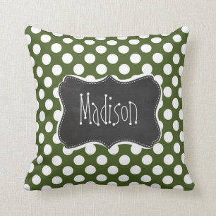 Dark Moss Green Polka Dots Kissen