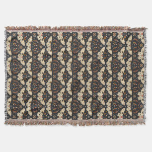 Dark Moth Witchy Boho Botanisches Muster Decke