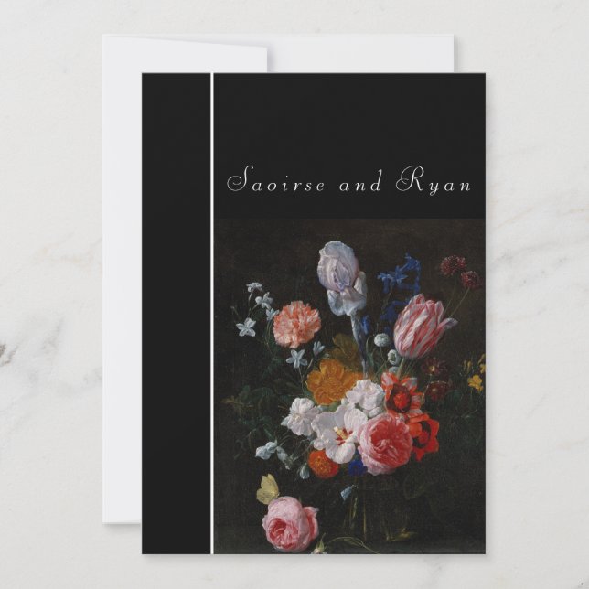 Dark Multicolor Floral Wedding Einladungen (Vorderseite)