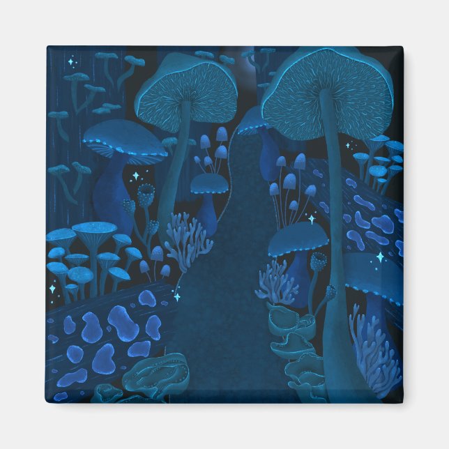 Dark Mushroom Fantasy Navy Blue Magnet (Vorne)
