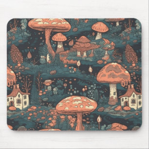 Dark Mushroom Forest Village Mouse Pad Mousepad