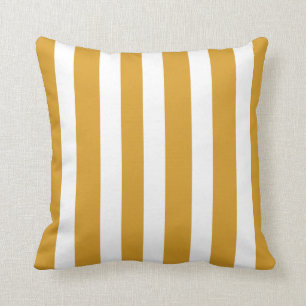 Dark Mustard Yellow White 2 Strip Beach Kissen