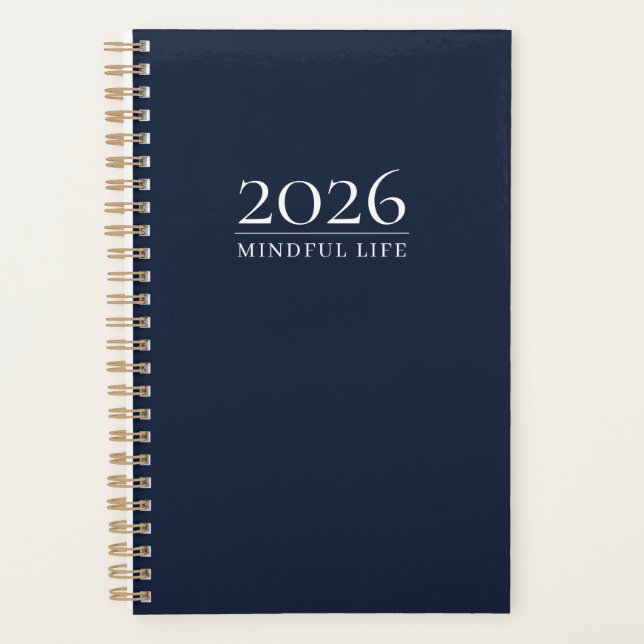 Dark Navy 2026 Planner | Custom Title & Initials Planer (Vorderseite)