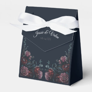 Dark Navy Blue Floral Elegant Wedding Maroon Mauve Geschenkschachtel