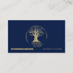 Dark Navy Blue Life Tree Visitenkarte