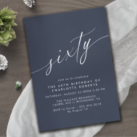 Dark Navy Blue | Modernes Drehbuch 60. Geburtstag
