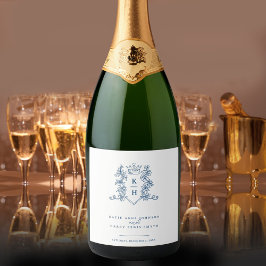 Dark navy blue photo crown monogram wedding