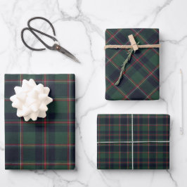 Dark Navy Blue Red Green Plaid Wrapping Paper Geschenkpapier Set