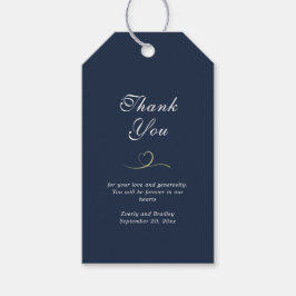 Dark Navy Blue White Script Gold Herz Vielen Dank Geschenkanhänger