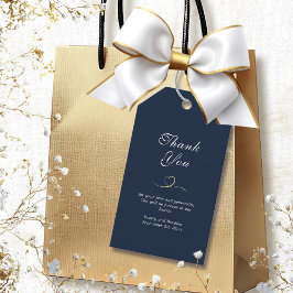 Dark Navy Blue White Script Gold Herz Vielen Dank Geschenkanhänger