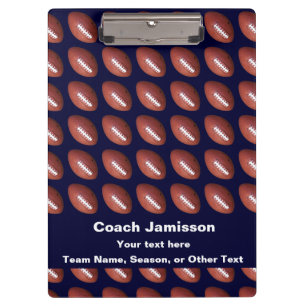 Dark Navy Football Pattern, Thank You Coach, Klemmbrett