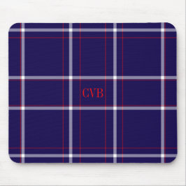 Dark Navy Kariert Red White Mit Monogramm Mouse Pa Mousepad