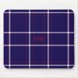 Dark Navy Kariert Red White Mit Monogramm Mouse Pa Mousepad
