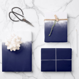 Dark Navy Watercolor Geschenkpapier Set