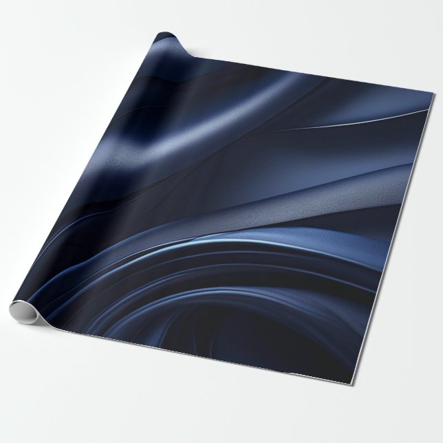 Dark Navy Wavy Muster Wrapping Papper Geschenkpapier (Ungerollt)