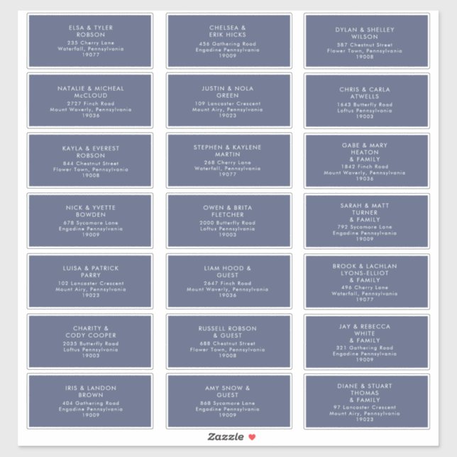 Dark Navy Wedding Guest Address Sticker (Blatt)
