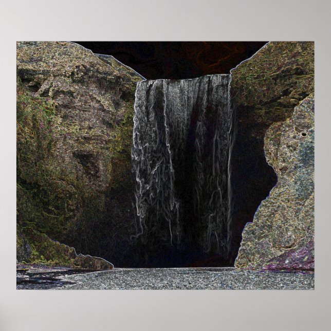 Dark Neon Waterfall Poster (Vorne)