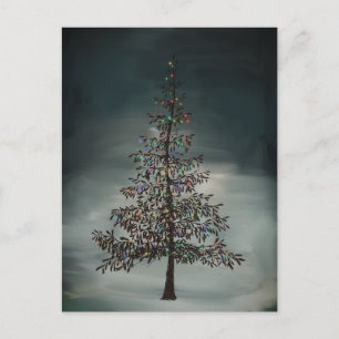 Dark Night Modern Moody Holiday Weihnachtsbaum Postkarte