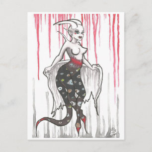 Dark Nymph Augenbindedämon Cartoon Fantasy Art Postkarte