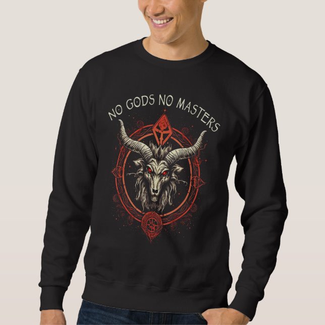 Dark Occult Macabre Gothic Baphomet No Gods No Mas Sweatshirt (Vorderseite)