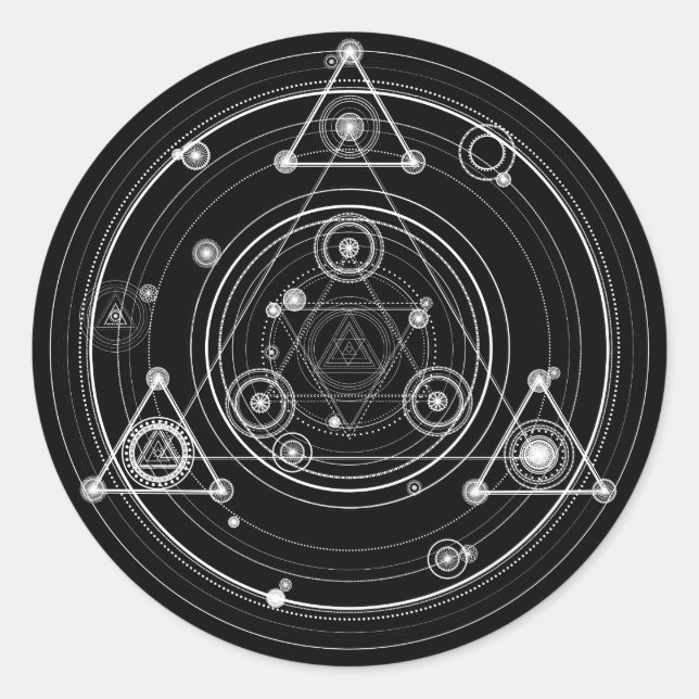 Dark occult style sacred geometry runder aufkleber (Vorderseite)