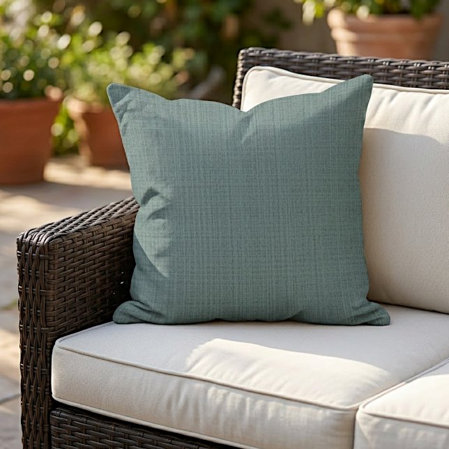 Dark Ocean Sea Green Blue Graue Weave Muster Kissen (Von Creator hochgeladen)