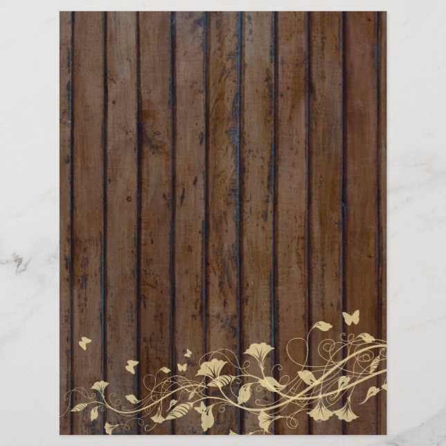 Dark Old Wood Wedding Program (Vorderseite)