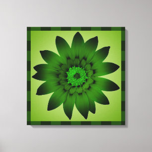 Dark Olive Green Blume Artwork - überzogene Leinwa Leinwanddruck