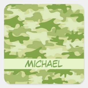 Dark Olive Green Camouflage Camouflage Name Person Quadratischer Aufkleber