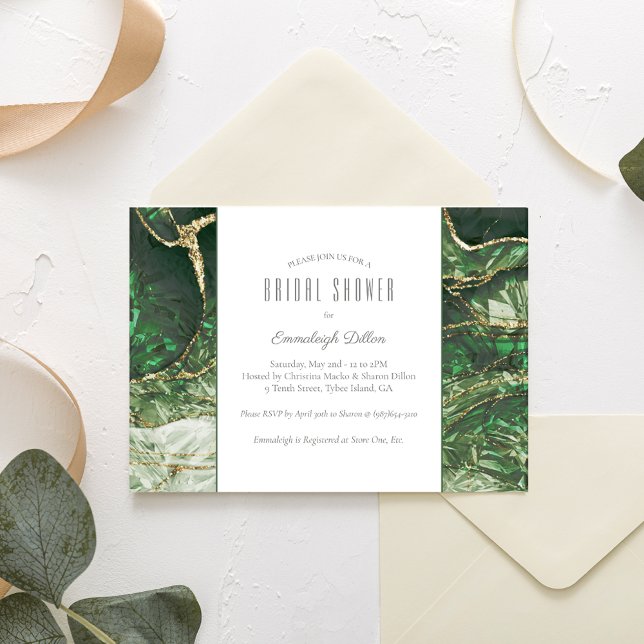 Dark Olive Green Emerald Gemstone Brautparty Einladung (Von Creator hochgeladen)