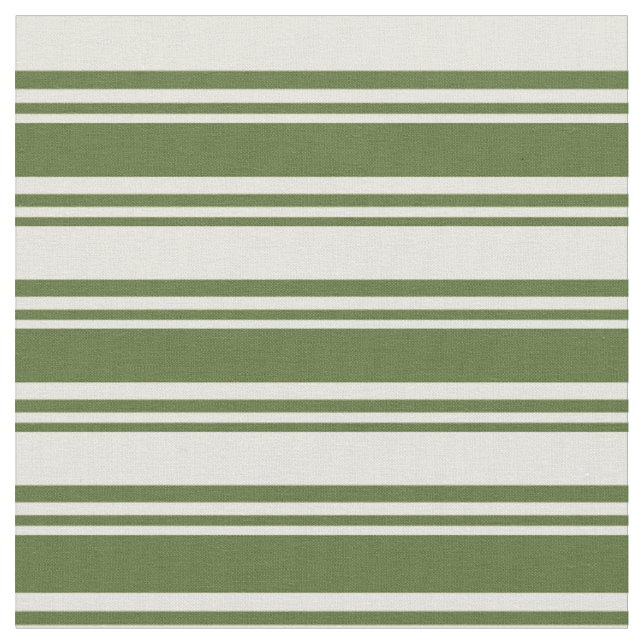 Dark Olive Green und Beige Lines Stoff (Nahaufnahme)