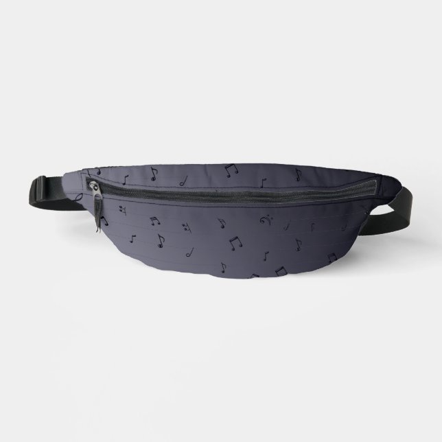 Dark Ombre Musical Notes Grau Bauchtasche (Vorderseite)