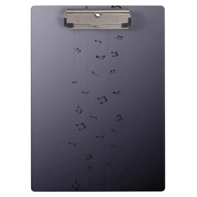Dark Ombre Musical Notes Grau Klemmbrett (Vorderseite)