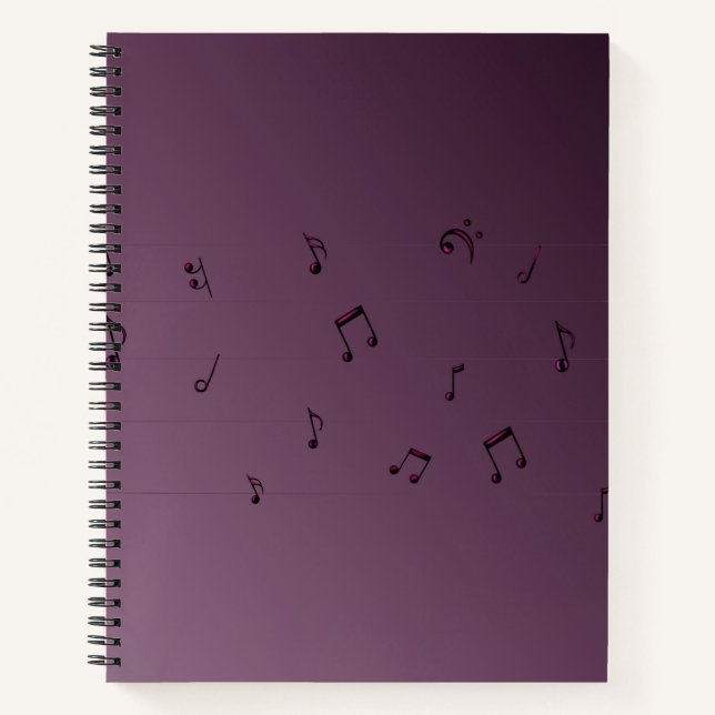 Dark Ombre Musical Notes Mauve Notizbuch (Vorderseite)