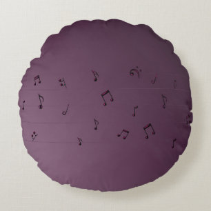 Dark Ombre Musical Notes Mauve Rundes Kissen