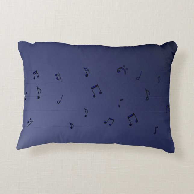 Dark Ombre Musical Notes Navy Dekokissen (Rückseite)