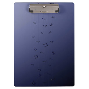 Dark Ombre Musical Notes Navy Klemmbrett