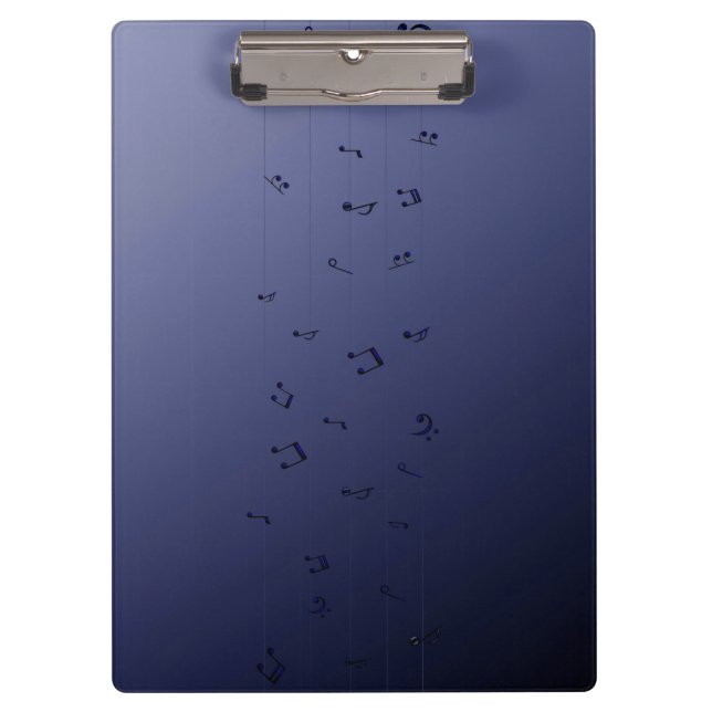 Dark Ombre Musical Notes Navy Klemmbrett (Vorderseite)