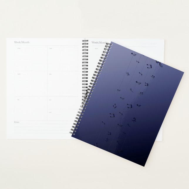 Dark Ombre Musical Notes Navy Planer (Anzeige)
