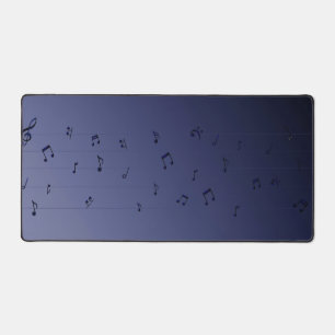 Dark Ombre Musical Notes Navy Schreibtischunterlage