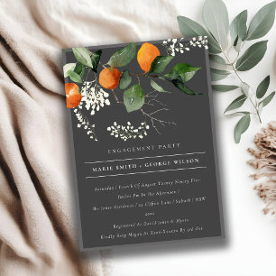 Dark Orange Blossom Botanische Verlobung einladen Dankeskarte